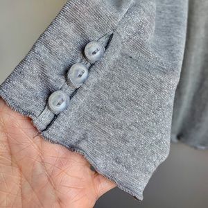 Anthropologie shimmery silver gray 3/4 sleeves